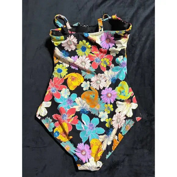 profile by Gottex Rising Sun Floral One-Piece Bathing Suit 14D D Cup - Picture 3 of 7